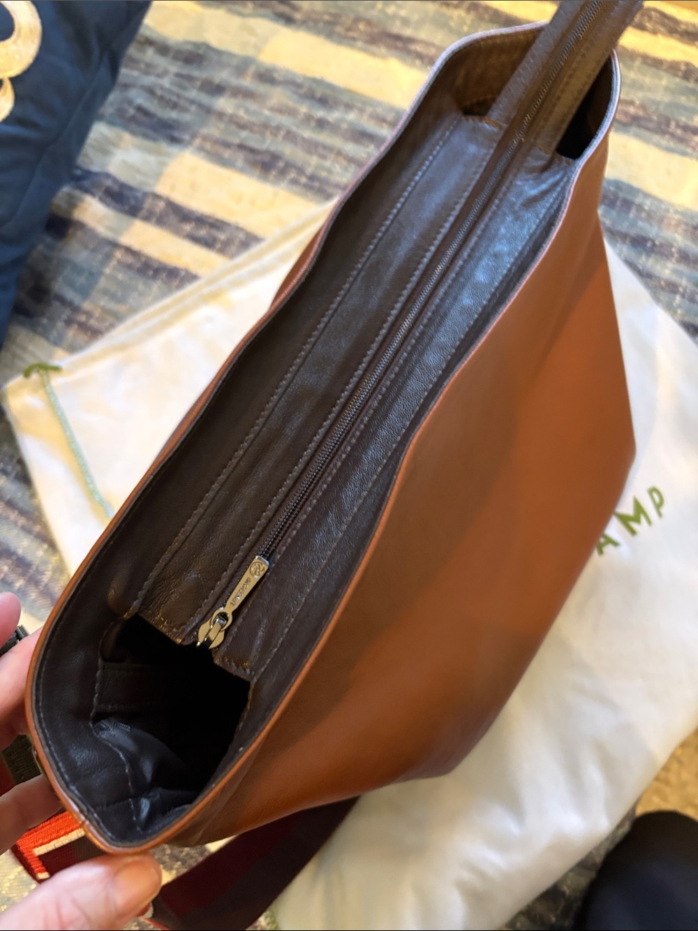 Longchamp 3D large Hobo tote Bag in Cognac Brown with Branded Strap NWOT - Picture 3 of 8